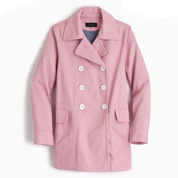 J Crew Pea Coat Heavyweight Cotton Twill Pink 8